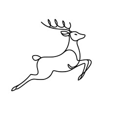 Poster - Continuous line drawing of a leaping deer in minimalist style  