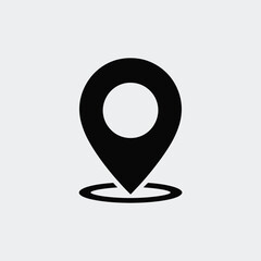 Aufkleber - Minimalist black and white location pin icon representing navigation and geographical positioning on a plain white background for various design uses.