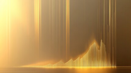 Poster - Abstract Golden Data Visualization with Vertical Lines and Peaks