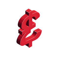 Poster - Sign Of Pound Sterling In Isometric 3d Style  Money Symbol Image, high resolution digital graphic illustration for web and print use with clean background perfect for ads social media