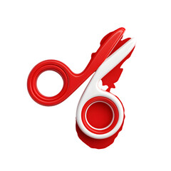 Fototapete - Red Scissors In 3d Style On White And Red Background Image, high resolution digital graphic illustration for web and print use with clean background perfect for ads social media banners