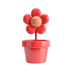 Fototapete - Red Flower In Pot: Image, high resolution digital graphic illustration for web and print use with clean background perfect for ads social media banners posters marketing presentations