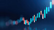© praewpailyn - Stock market chart with glowing candlestick graph showing financial growth and trading trends in blue and orange colors on dark background