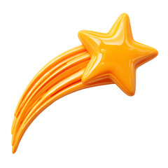 Poster - Orange Shooting Star With Curved Tail In Image, high resolution digital graphic illustration for web and print use with clean background perfect for ads social media banners posters