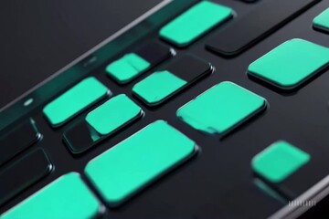 Poster - Abstract digital display with glowing cyan and dark rectangular elements illustrating technology and innovation
