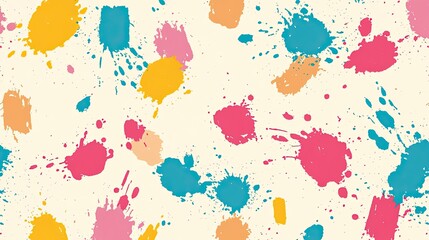 Poster - Colorful Paint Splashes on Cream Background for Artistic Designs