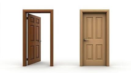 Poster - Two Wooden Doors with Distinct Designs in a Bright Space