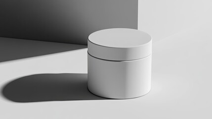 Poster - Minimalist white cosmetic container on a clean background