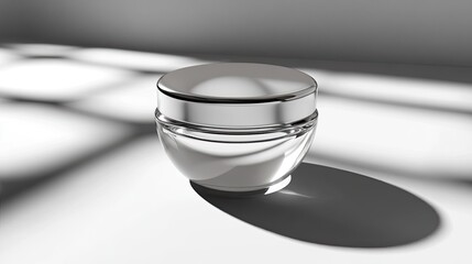 Poster - Elegant Glass Jar with Silver Lid in Soft Natural Light Setting