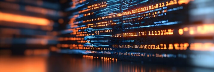 Abstract Digital Code Background Futuristic Programming Binary Data Stream Software Development
