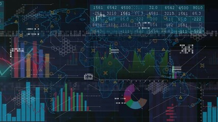 Poster - On startup data dashboard animating map overlays, charts graphs and tables showing global trends