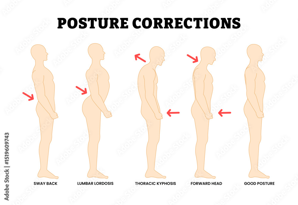 Postural Back Posture Correction. Spinal Deformities, Incorrect Alignment ...