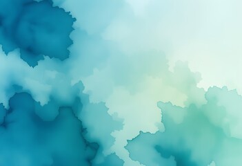Aufkleber - Soft Watercolor Texture, Abstract Wash Background, Pale Blue And Green Shades, Gentle Blending Strokes. Creative Design Element, Perfect For Light Presentations, Adding A Touch Of Serenity And