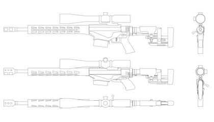 Poster - A black and white image of a Sniper rifle.