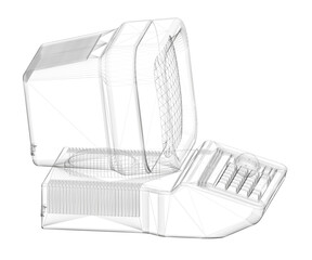 Poster - A computer keyboard and monitor are shown in a stylized, cartoonish way. The keyboard is on the left side of the monitor, and the monitor is on the right side