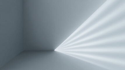 Poster - A gray corner room with a light source creating radiant lines