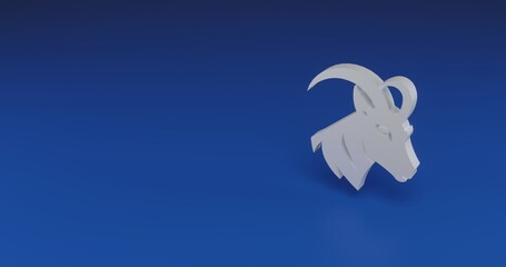 Poster - Isolated realistic white goat's head symbol with shadow. Located on the right side of the scene. 3d illustration on transparent background