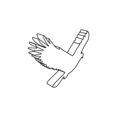 Poster - The outline of a large eagle symbol is made with black lines. 3D view of the object in perspective. Vector illustration on white background