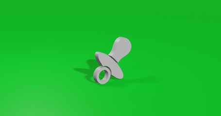 Poster - Isolated realistic white nipple symbol front view with shadow. 3d illustration on green chroma key background
