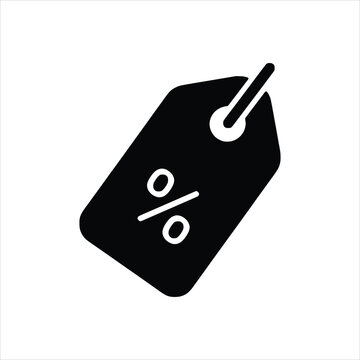 Discount Percentage Tag Icon - Monochrome Offer Vector