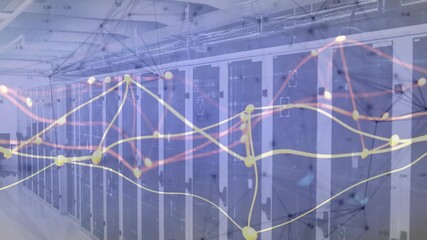 Poster - Upon clip opening server racks overlaying animated lines and nodes pulsing to visualize data surge