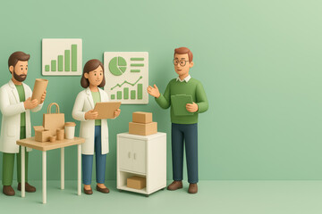 Poster - Team of Professionals Collaborating in Modern Office with Charts and Data Analytics Displayed