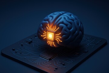Poster - Futuristic Brain with Circuit Design and Microchip Concept for Artificial Intelligence Technology