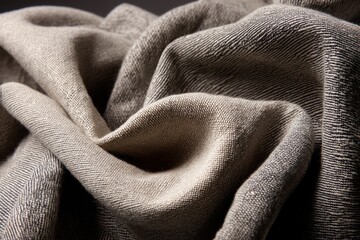 Poster - Close-up of a beautifully textured, light brown fabric with soft folds and intricate weave, creating a luxurious and inviting visual experience.