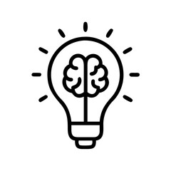 Poster - A lightbulb containing a brain with radiating light lines represents a bright idea concept of mind 100