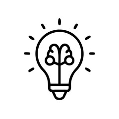 Poster - A lightbulb containing a brain shape with radiating lines indicating an idea or creative thought process