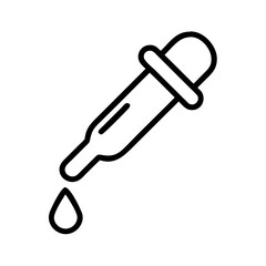 Poster - Outline graphic of a dropper with a single drop falling from the tip, isolated on white background