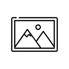 Poster - Framed landscape drawing showcasing mountains and a sun in a minimalist style aesthetic design look