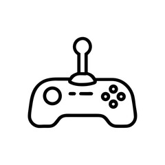 Aufkleber - A single black outline of a joystick device with buttons and a stick on a white plain background