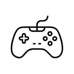 Aufkleber - A simple outline drawing of a wired gamepad with a directional pad and four round buttons is shown