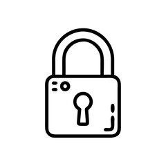 Poster - Simple graphic of a closed padlock with keyhole and rounded edges in black outline on white background