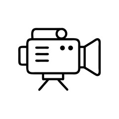 Fototapete - A simple graphic of an old fashioned camera on a tripod with a lens and other features shown