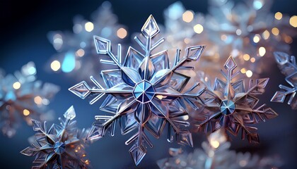 Poster - Close up of sparkling snowflakes