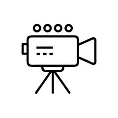 Poster - A simplistic graphic of a film camera on a tripod with a spotlight array on top depicted in outline