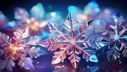 Poster - Close up of sparkling snowflakes