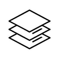 Poster - A depiction of three stacked square shapes with a simple outline design on a white background plain view