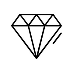 Poster - Simple line drawing of a shiny gem with facets and a small decorative line on the right side