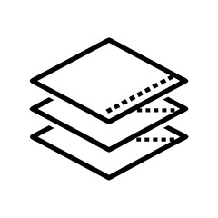 Poster - Three stacked square shapes with dashed lines indicating a layered design concept representation