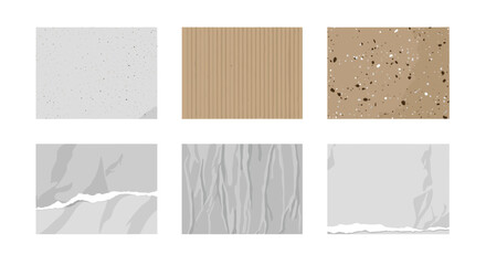 Poster - Collection of six different textured paper sheets with varying colors and surface treatments