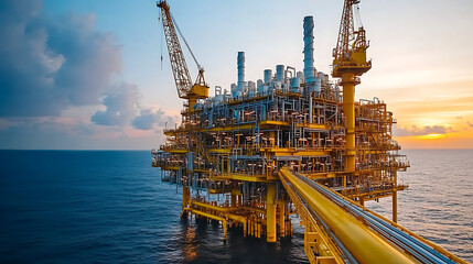 Poster - A series of pipes are shown in blue water. The pipes are connected to each other and are floating in the water. The image has a futuristic and industrial feel to it