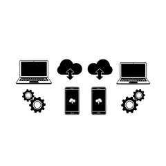 Poster - Cloud computing data transfer between laptop and phone with gears technology and cloud storage system