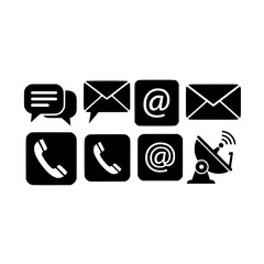 Fototapete - Contact communication email phone message information support center connection network icon set design vector
