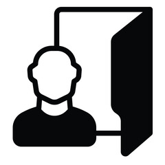 Fototapete - User folder solid icon, windows pack concept. Vector graphics. Folder and man avatar, personal data sign on white background, style mobile or design.