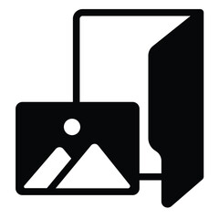 Poster - Gallery folder solid icon, windows pack concept. Vector graphics. Folder with images and pictures, multimedia sign on white background, style mobile or design.
