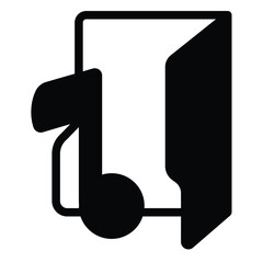 Poster - Audio folder solid icon, windows pack concept. Vector graphics. Folder with music note, sound multimedia sign on white background, style mobile or design.
