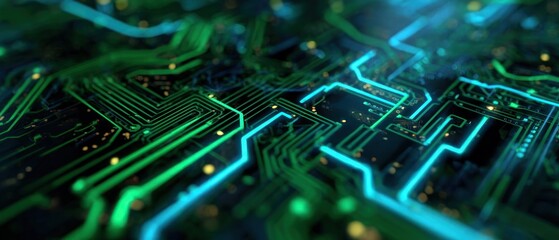 Poster - Glowing circuit board close up
